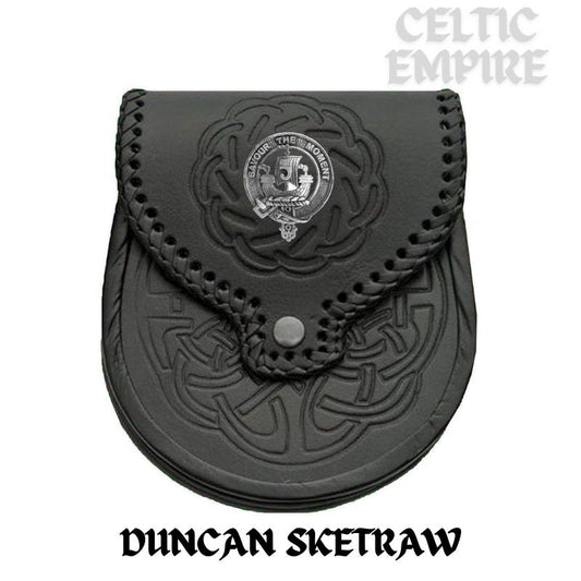 Duncan Sketraw Scottish Family Clan Badge Sporran, Leather