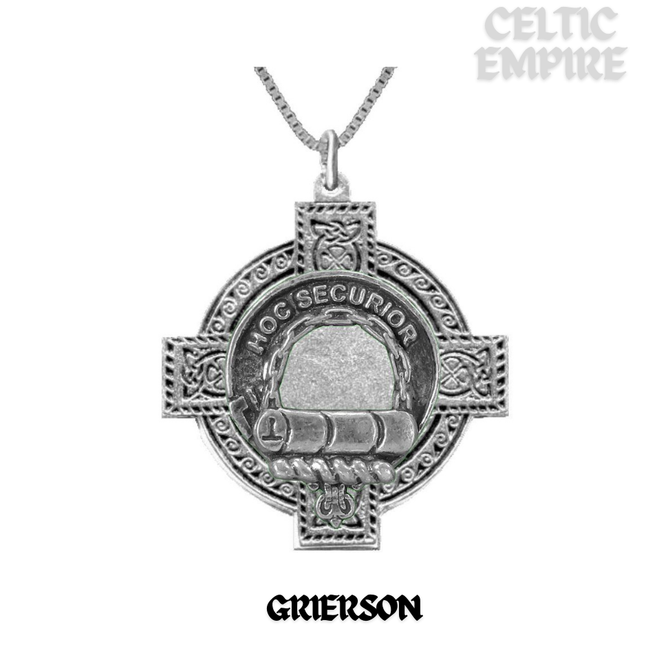 Grierson Family Clan Crest Celtic Cross Pendant Scottish