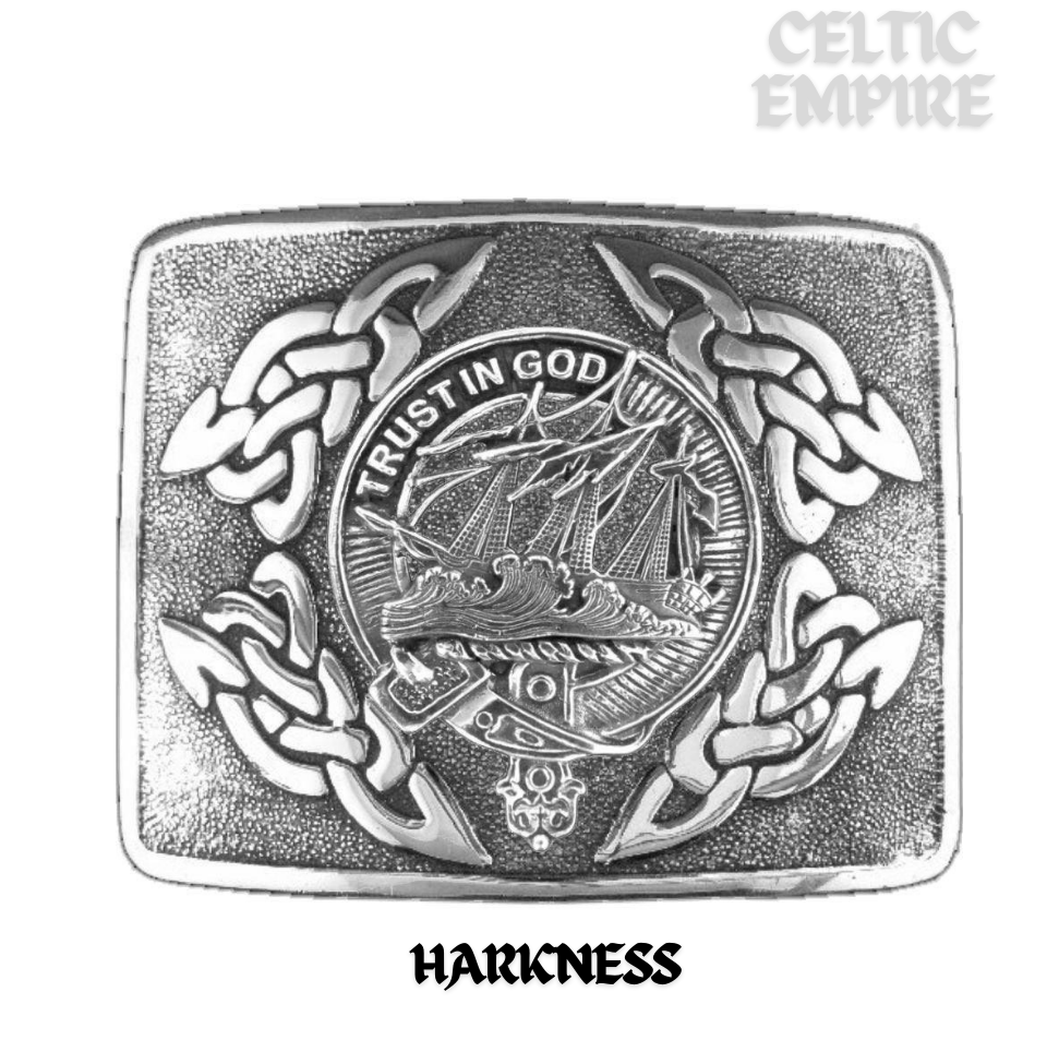 Harkness Family Clan Crest Interlace Kilt Belt Buckle