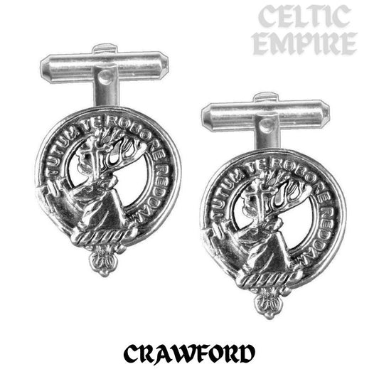 Crawford Family Clan Crest Scottish Cufflinks; Pewter, Sterling Silver and Karat Gold