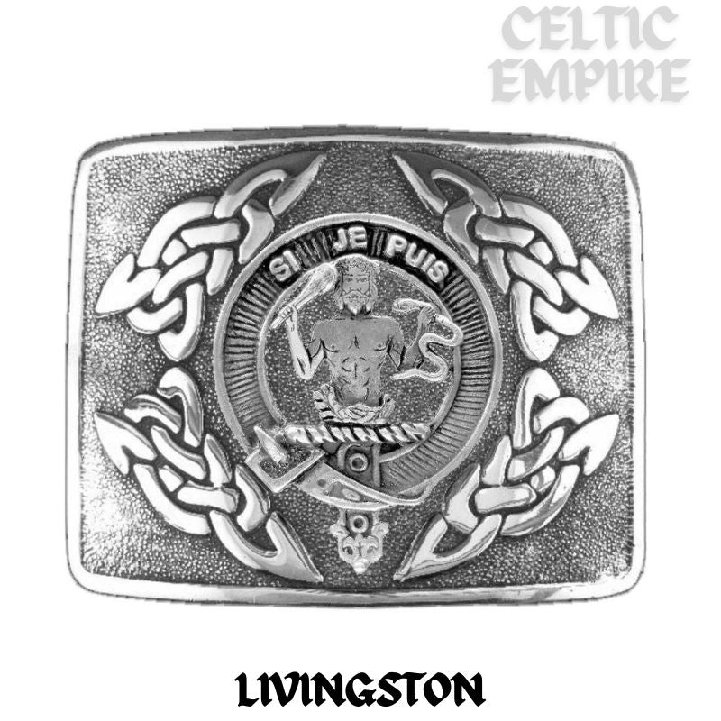 Livingston Family Clan Crest Interlace Kilt Belt Buckle