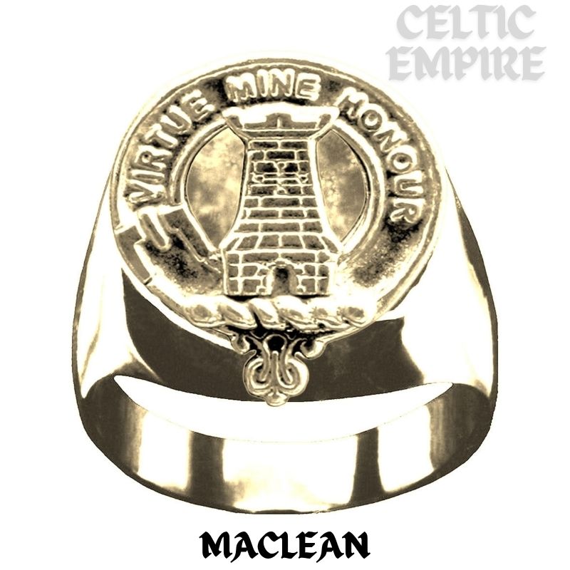 MacLean Scottish Family Clan Crest Ring Sterling Silver and Karat Gold