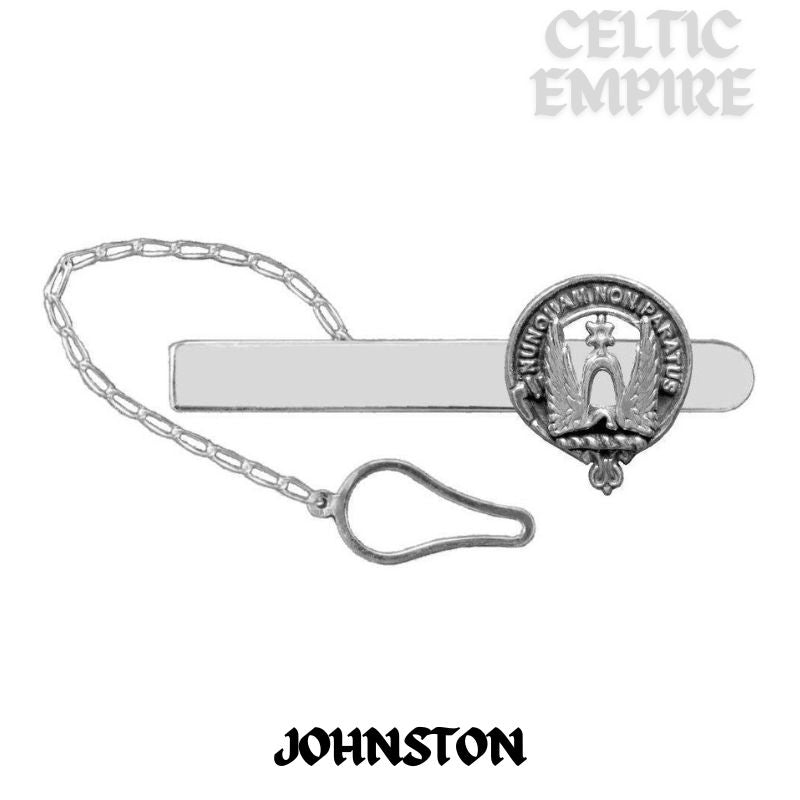 Johnston Family Clan Crest Scottish Button Loop Tie Bar Sterling silver