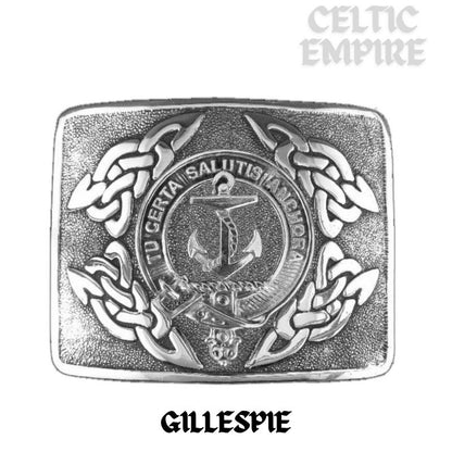 Gillespie Family Clan Crest Interlace Kilt Belt Buckle