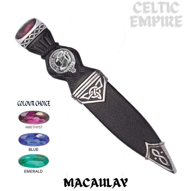 MacAulay Interlace Family Clan Crest Sgian Dubh, Scottish Knife