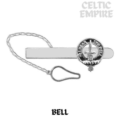 Bell Family Clan Crest Scottish Button Loop Tie Bar ~ Sterling silver