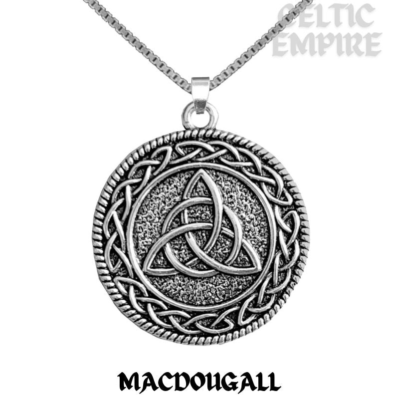 MacDougall Family Clan Crest Celtic Interlace Disk Pendant, Scottish Family Crest