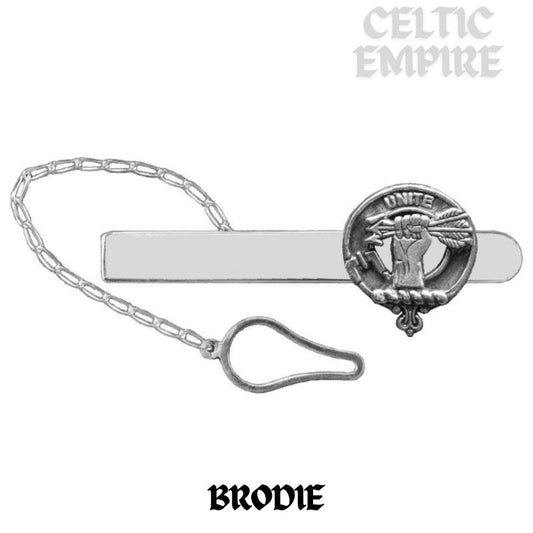 Brodie Family Clan Crest Scottish Button Loop Tie Bar ~ Sterling silver