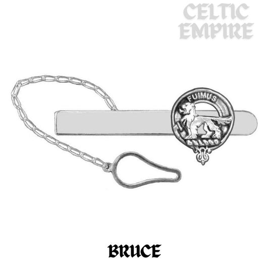Bruce Family Clan Crest Scottish Button Loop Tie Bar ~ Sterling silver