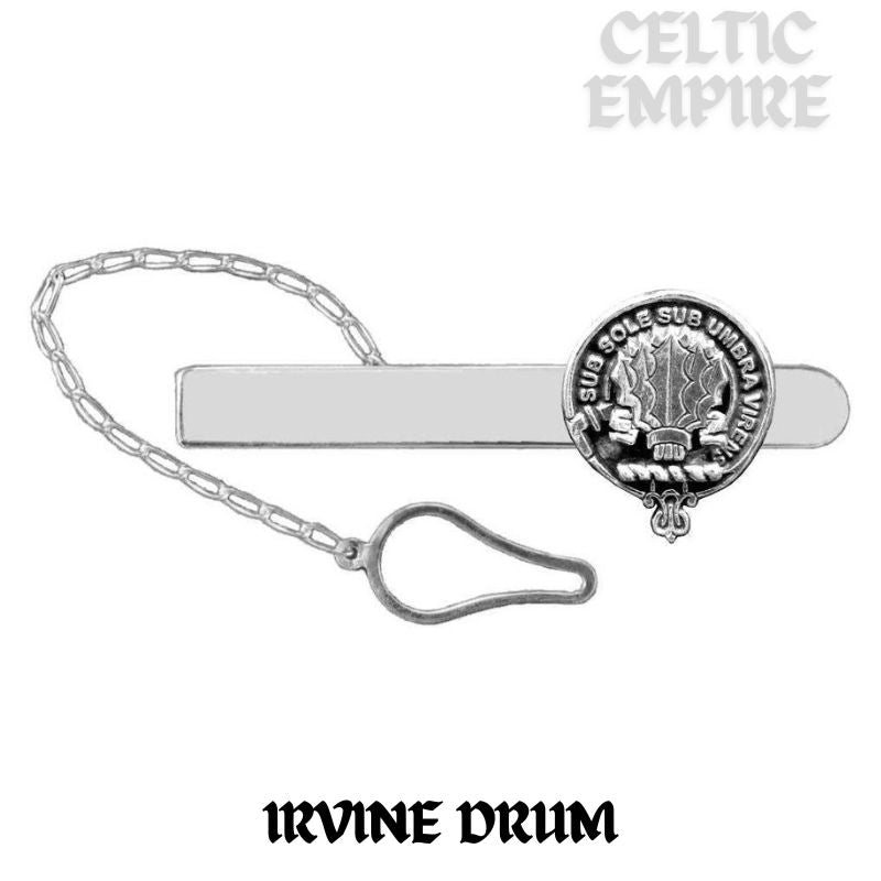 Irvine (Drum) Family Clan Crest Scottish Button Loop Tie Bar Sterling silver