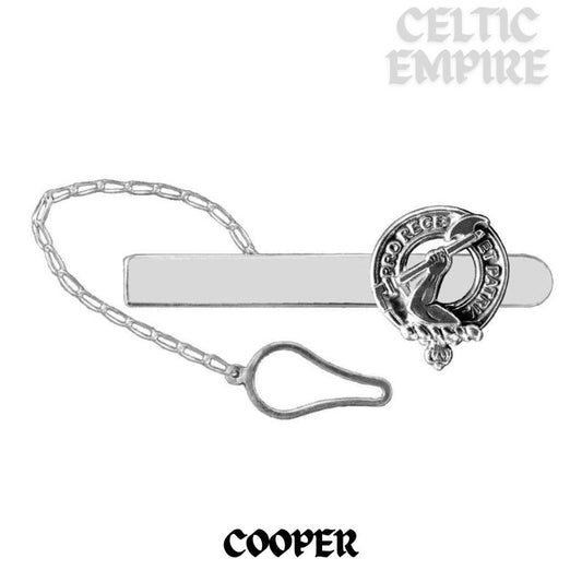 Cooper Family Clan Crest Scottish Button Loop Tie Bar ~ Sterling silver