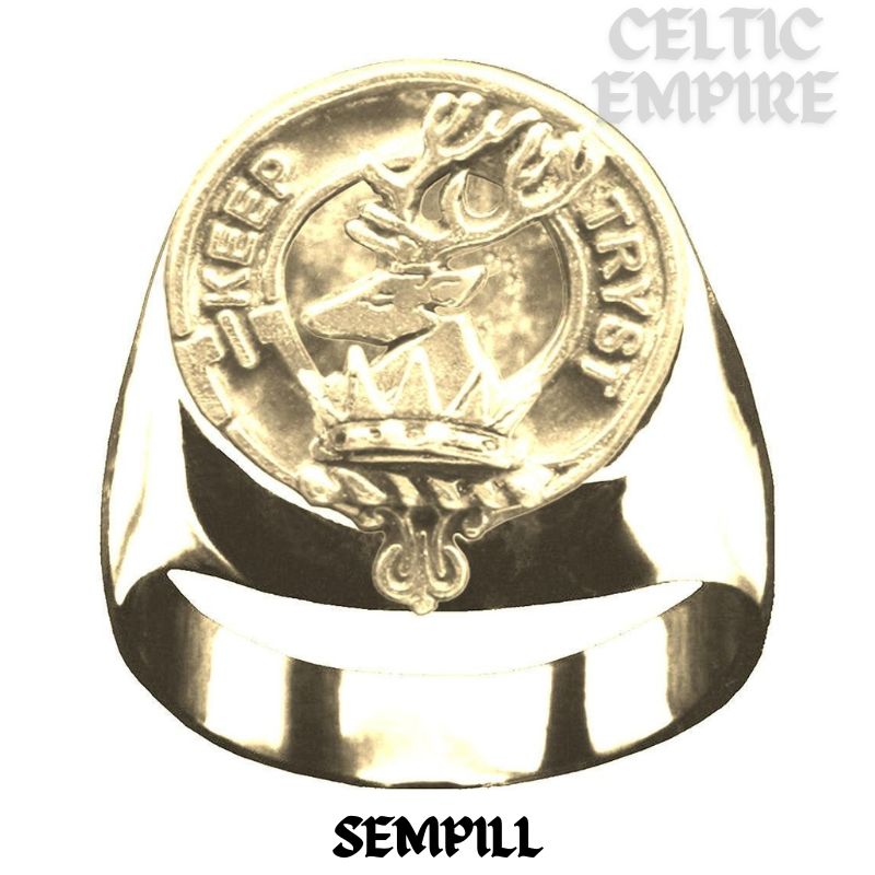 Sempill Scottish Family Clan Crest Ring Sterling Silver and Karat Gold