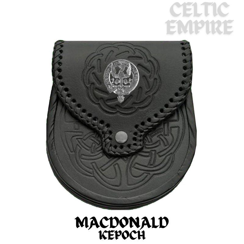 MacDonald (Keppoch) Scottish Family Clan Badge Sporran, Leather