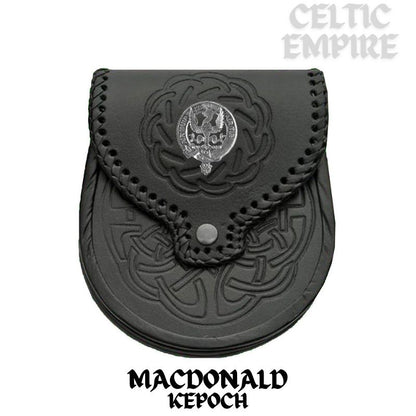 MacDonald (Keppoch) Scottish Family Clan Badge Sporran, Leather