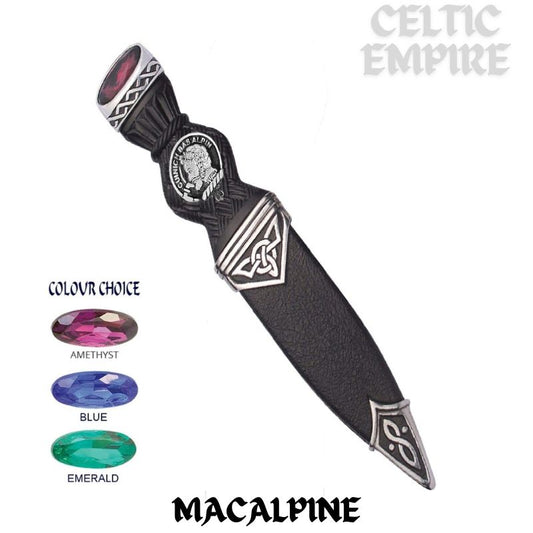 MacAlpine Interlace Family Clan Crest Sgian Dubh, Scottish Knife