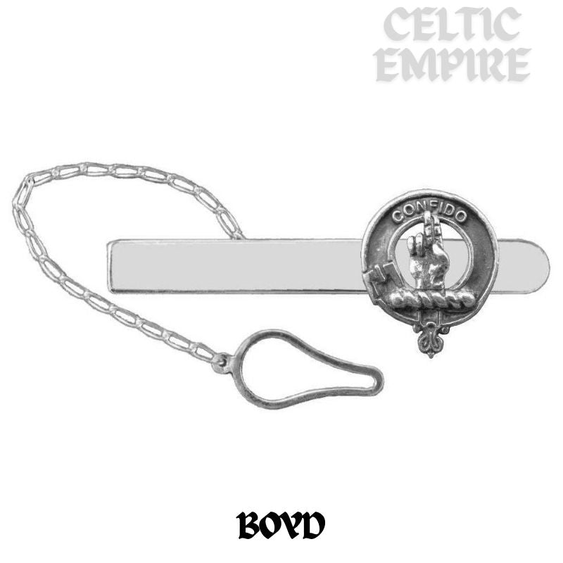 Boyd Family Clan Crest Scottish Button Loop Tie Bar ~ Sterling silver