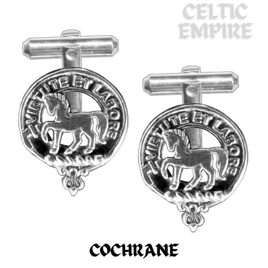 Cochrane Family Clan Crest Scottish Cufflinks; Pewter, Sterling Silver and Karat Gold