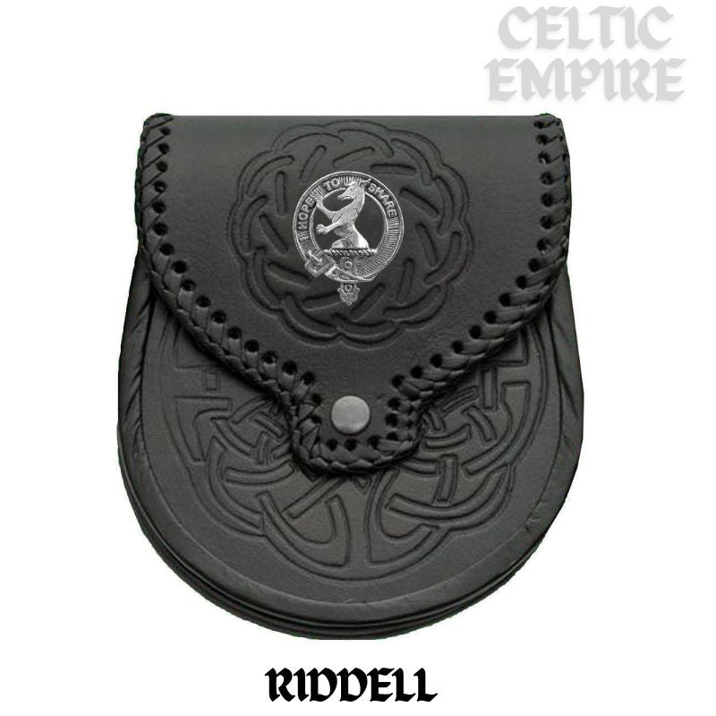 Riddell Scottish Family Clan Badge Sporran, Leather