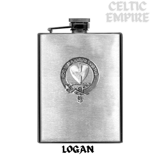 Logan 8oz Family Clan Crest Scottish Badge Stainless Steel Flask