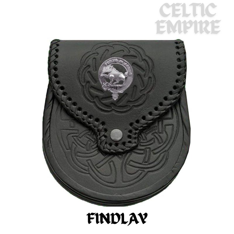 Findlay Scottish Family Clan Badge Sporran, Leather