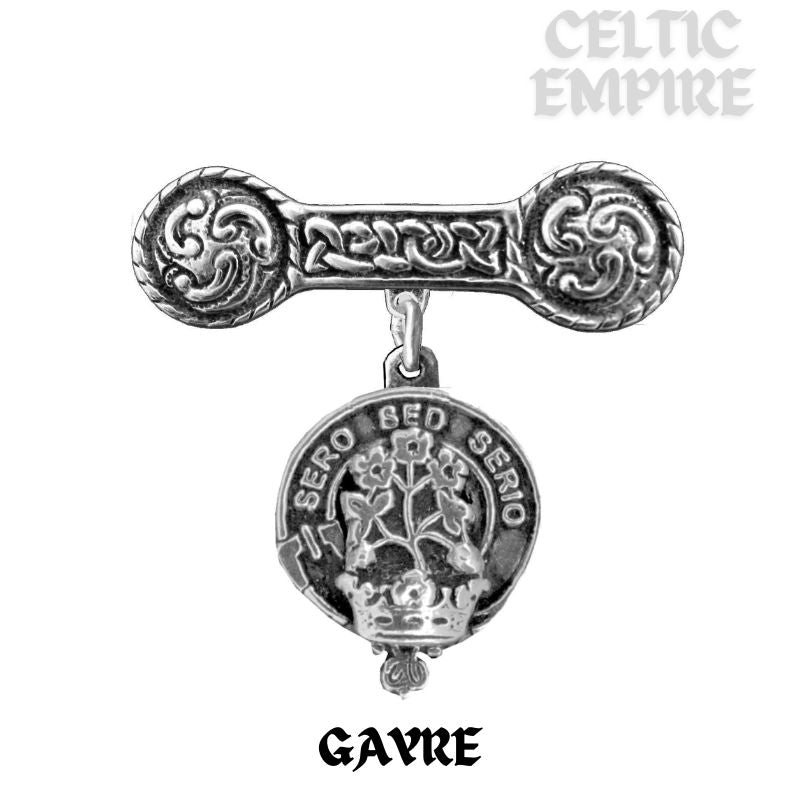 Gayre Family Clan Crest Iona Bar Brooch - Sterling Silver