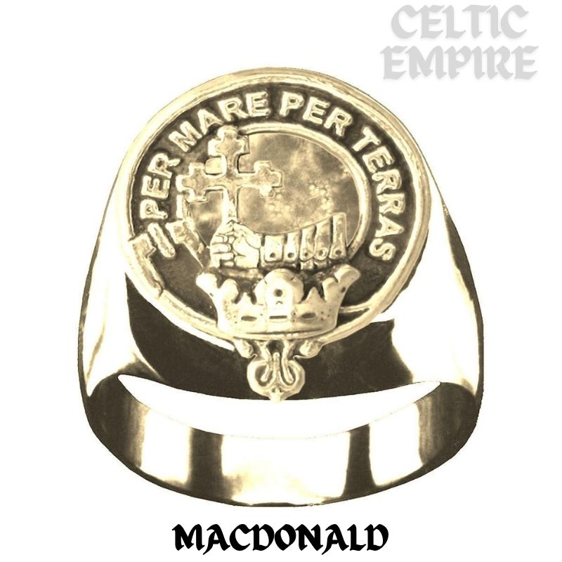 MacDonald Family Clan Donald Scottish Family Clan Crest Ring Sterling Silver and Karat Gold