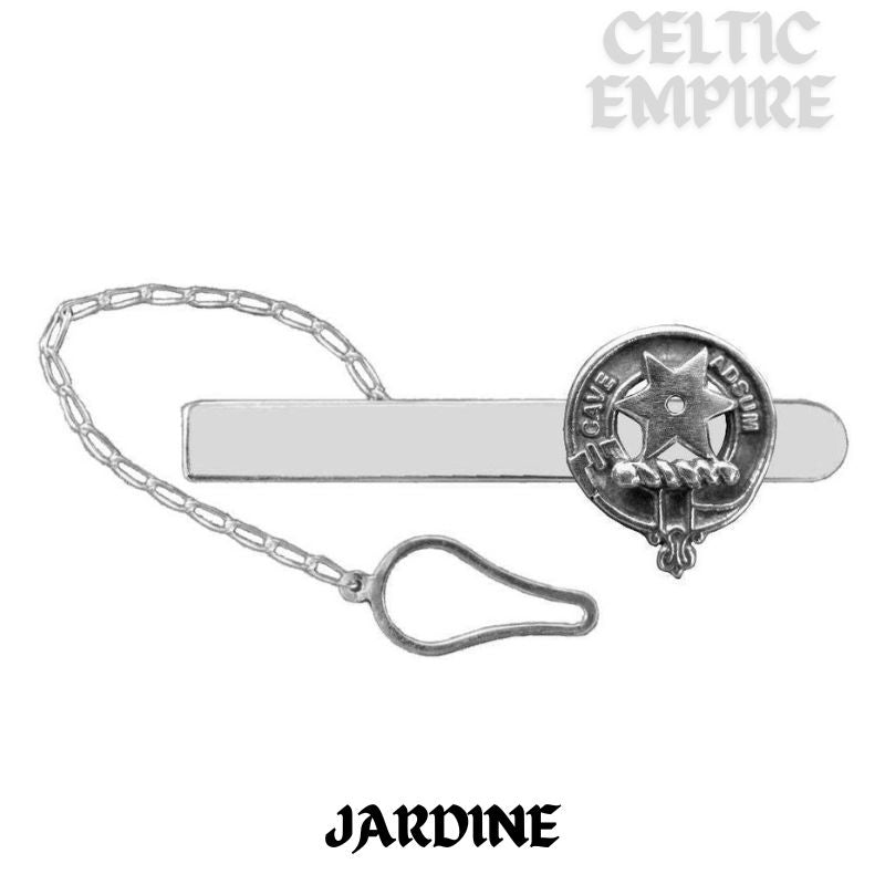 Jardine Family Clan Crest Scottish Button Loop Tie Bar Sterling silver