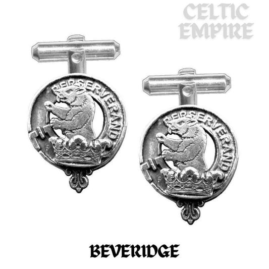 Beveridge Family Clan Crest Scottish Cufflinks; Pewter, Sterling Silver and Karat Gold