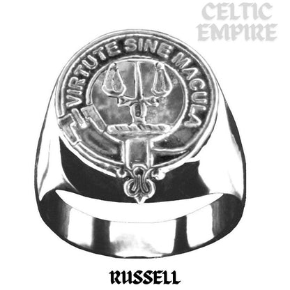 Russell Scottish Family Clan Crest Ring Sterling Silver and Karat Gold