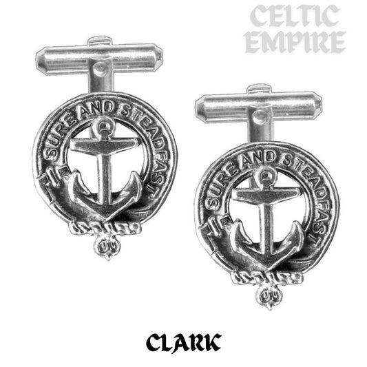 Clarke Family Clan Crest Scottish Cufflinks; Pewter, Sterling Silver and Karat Gold