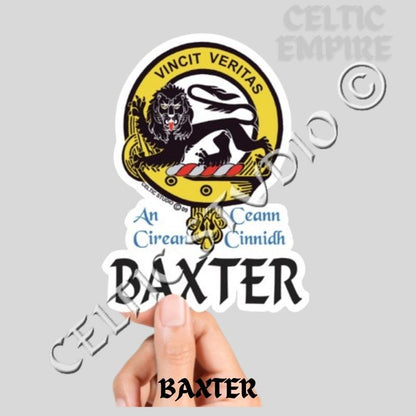 Baxter Family Clan Crest Decal | Custom Scottish Heritage Car & Laptop Stickers