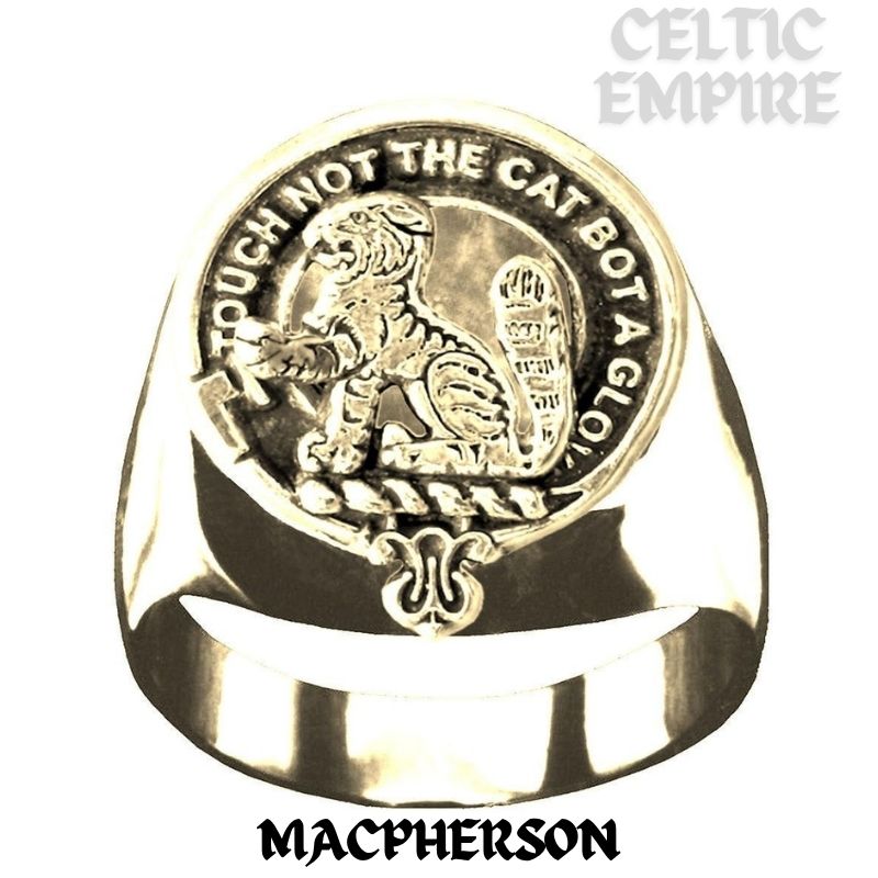 MacPherson Scottish Family Clan Crest Ring Sterling Silver and Karat Gold