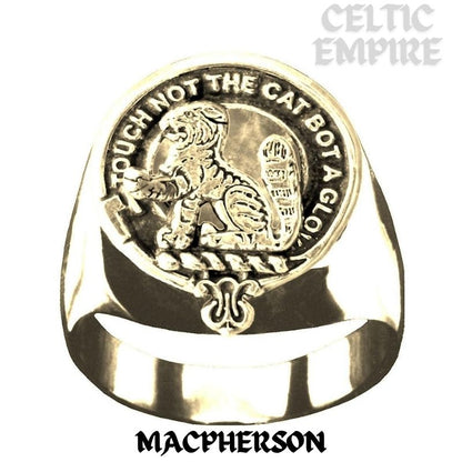 MacPherson Scottish Family Clan Crest Ring Sterling Silver and Karat Gold