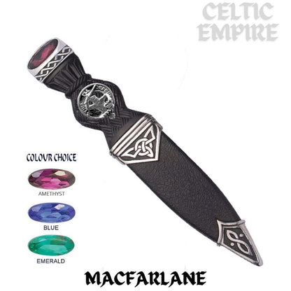 MacFarlane Interlace Family Clan Crest Sgian Dubh, Scottish Knife