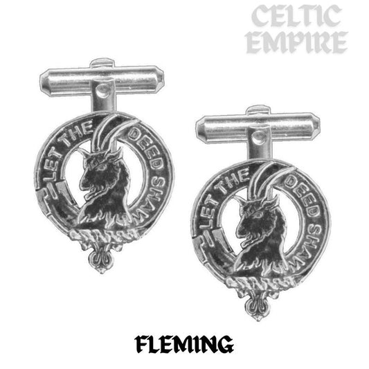 Fleming Family Clan Crest Scottish Cufflinks; Pewter, Sterling Silver and Karat Gold