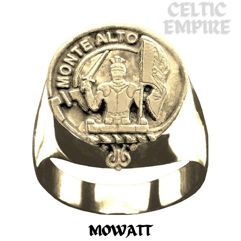 Mowatt Scottish Family Clan Crest Ring ~  Sterling Silver and Karat Gold