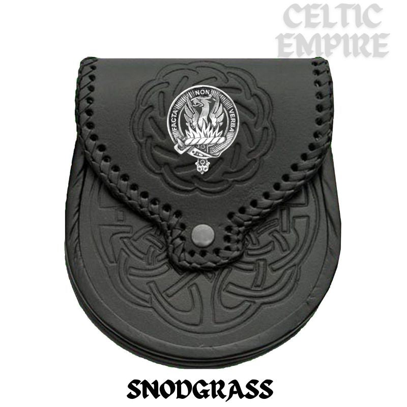 Snodgrass Scottish Family Clan Badge Sporran, Leather