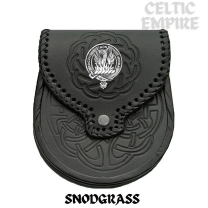 Snodgrass Scottish Family Clan Badge Sporran, Leather