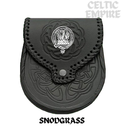 Snodgrass Scottish Family Clan Badge Sporran, Leather