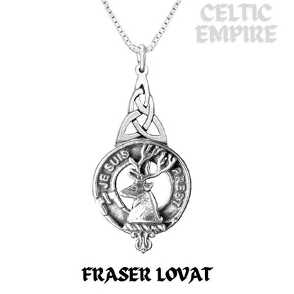 Fraser Lovat Family Clan Crest Interlace Drop Pendant