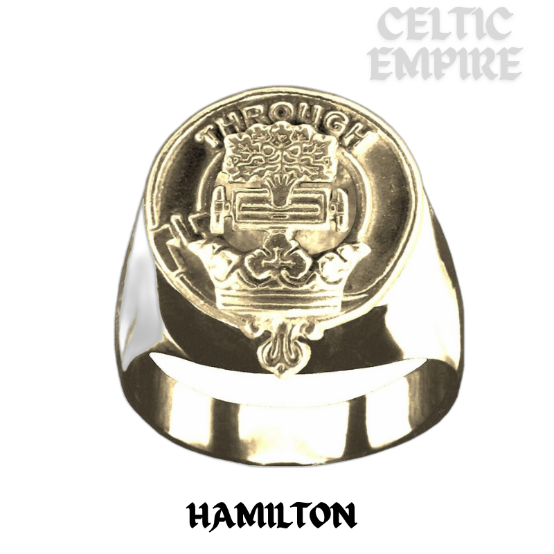 Hamilton Scottish Family Clan Crest Ring - Sterling Silver and Karat Gold