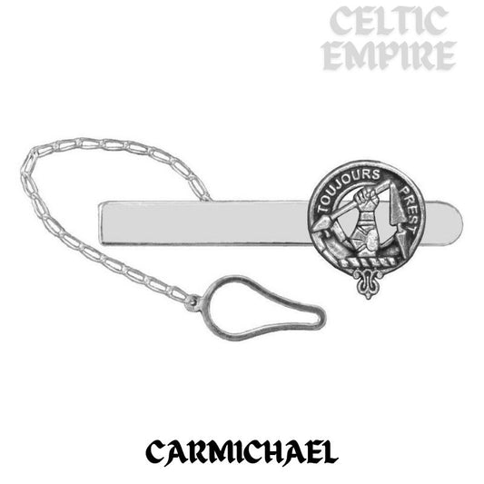 Carmichael Family Clan Crest Scottish Button Loop Tie Bar ~ Sterling silver