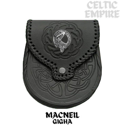MacNeill Gigha & Colonsay Scottish Family Clan Badge Sporran, Leather