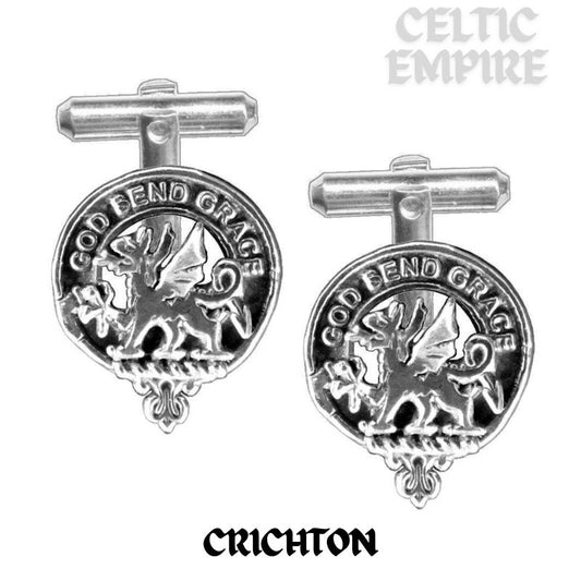 Crichton Family Clan Crest Scottish Cufflinks; Pewter, Sterling Silver and Karat Gold