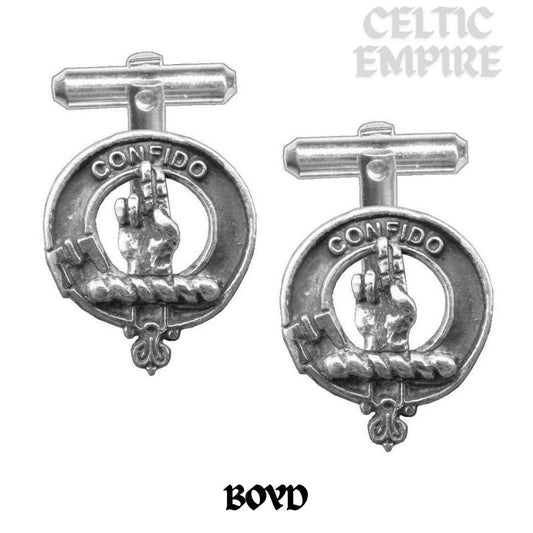 Boyd Family Clan Crest Scottish Cufflinks; Pewter, Sterling Silver and Karat Gold