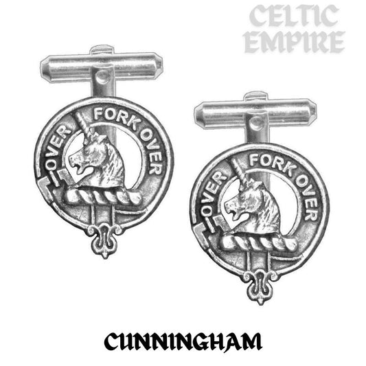 Cunningham Family Clan Crest Scottish Cufflinks; Pewter, Sterling Silver and Karat Gold