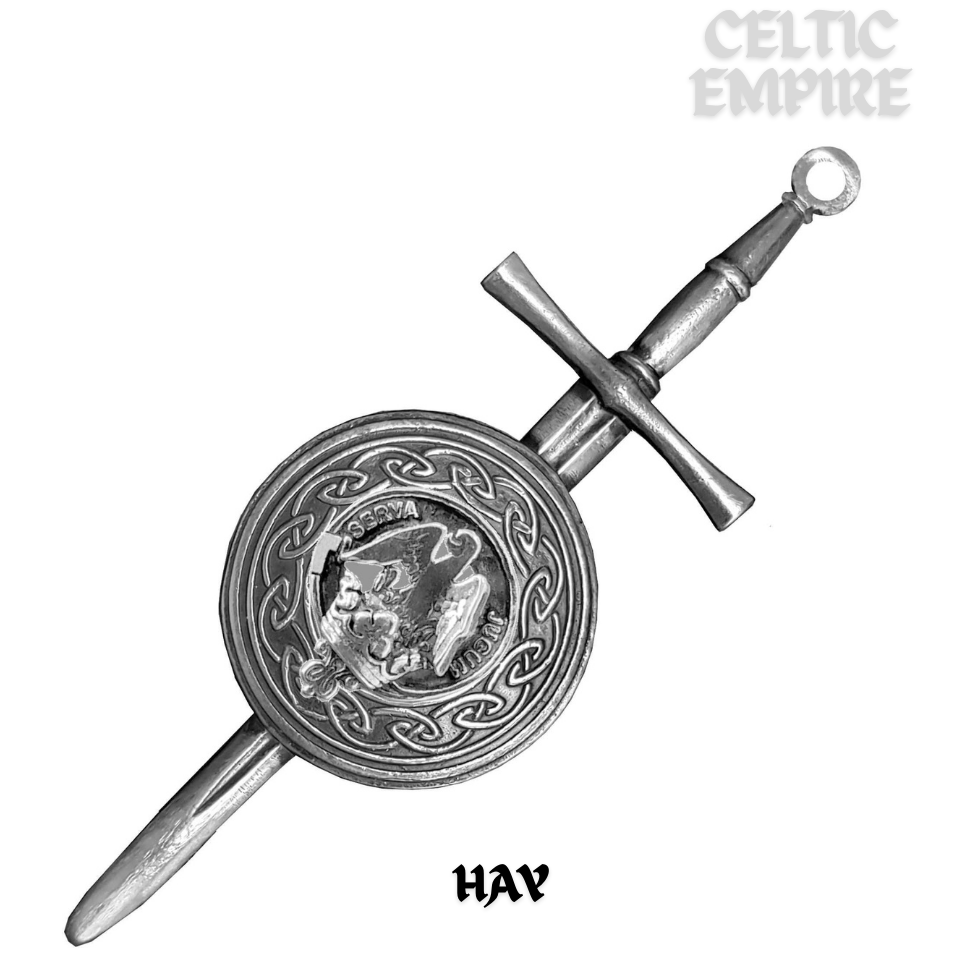 Hay Scottish Family Clan Dirk Shield Kilt Pin