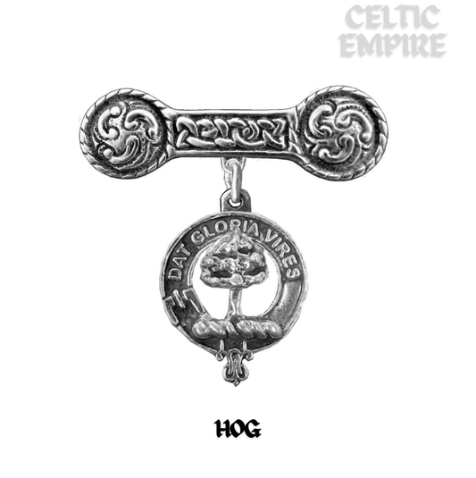 Hog Family Clan Crest Iona Bar Brooch - Sterling Silver