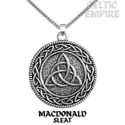 MacDonald Sleat Family Clan Crest Celtic Interlace Disk Pendant, Scottish Family Crest