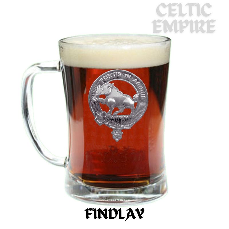 Findlay Family Clan Crest Badge Glass Beer Mug